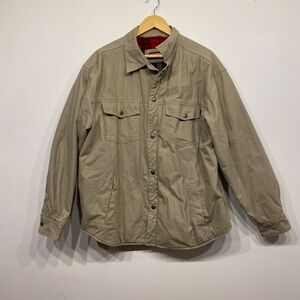 Craftsmen Red Checkered Lined Long Snap Button Coat Utility Size Large